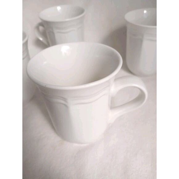 5 Mikasa Tall Coffee Cups French Countryside F9000 Ivory White Mugs Cottage Hot - Picture 9 of 13